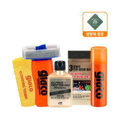 [방향제 증정!]소프트99 글라코 고성능 슈퍼비딩 유리관리 3종세트(슈퍼비딩 발수코팅DX+유막제거G73+사이드미러코팅G65X)